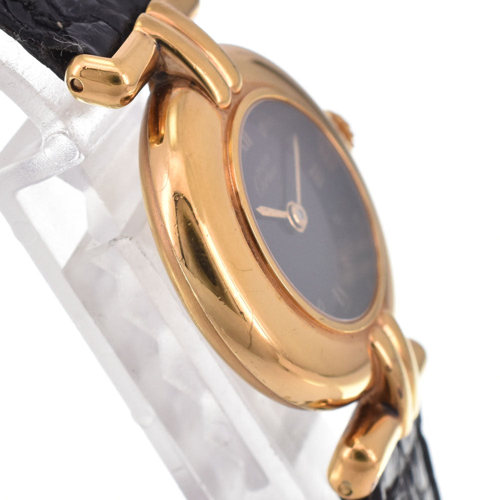 CARTIER Mastocolize SM 590002 SV925 (Gold Plated) / Leather black Dial Quartz Ladies
 Watch B#144380