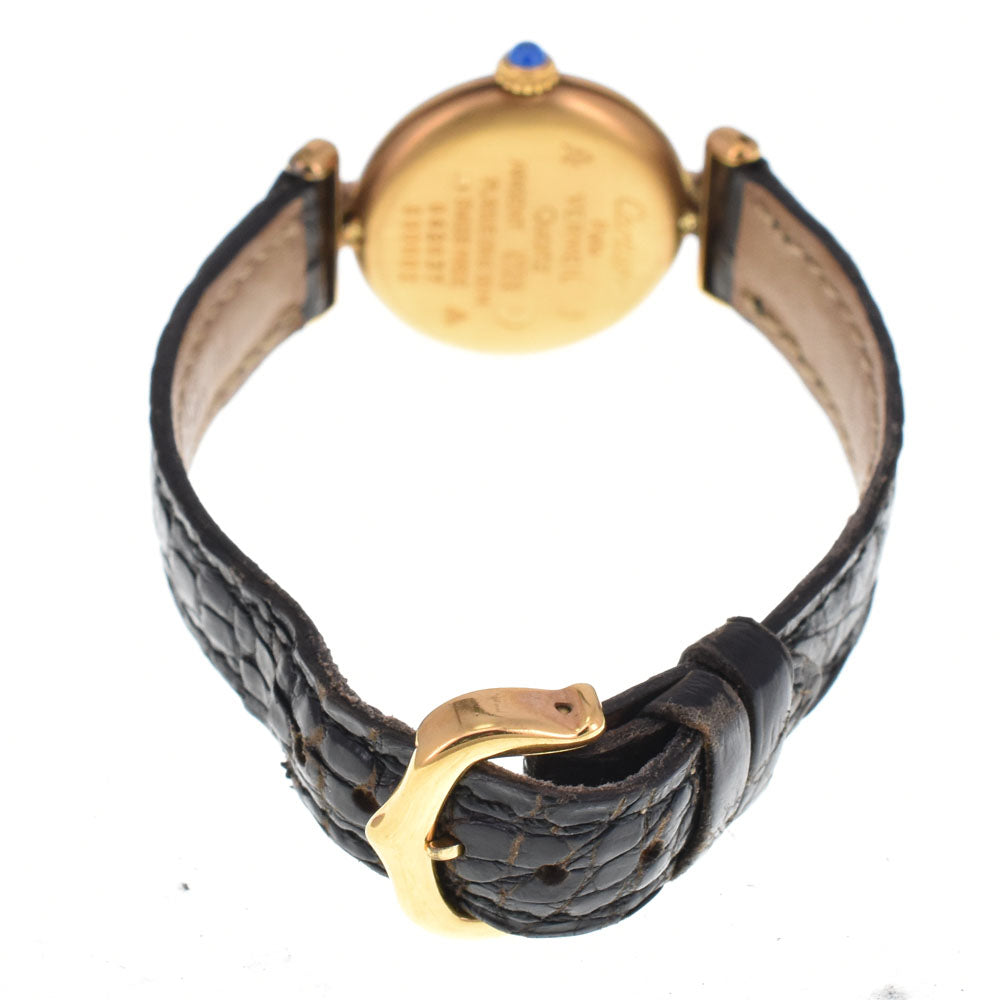 CARTIER Mastocolize SM 590002 SV925 (Gold Plated) / Leather black Dial Quartz Ladies
 Watch B#144380