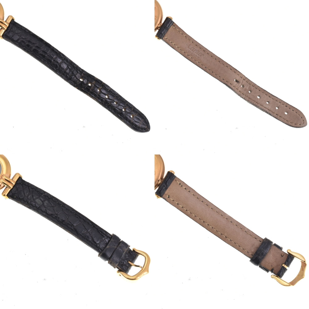 CARTIER Mastocolize SM 590002 SV925 (Gold Plated) / Leather black Dial Quartz Ladies
 Watch B#144380