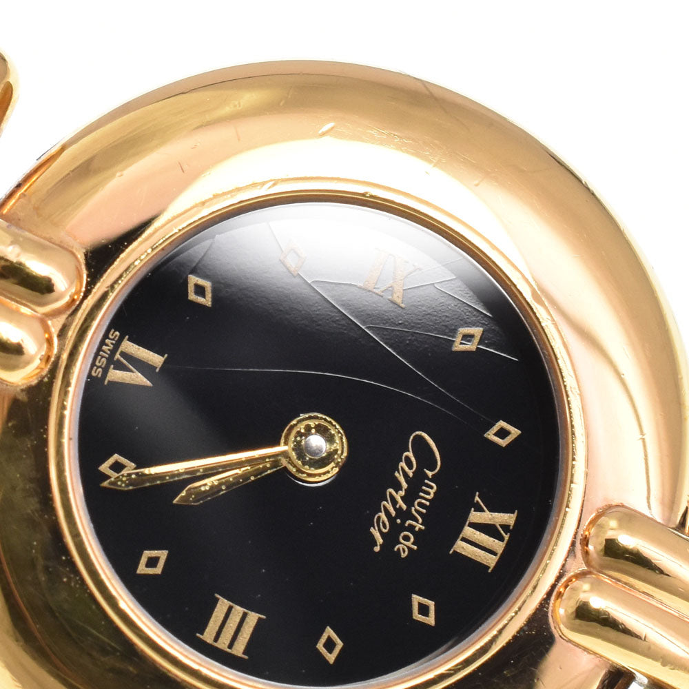 CARTIER Mastocolize SM 590002 SV925 (Gold Plated) / Leather black Dial Quartz Ladies
 Watch B#144380