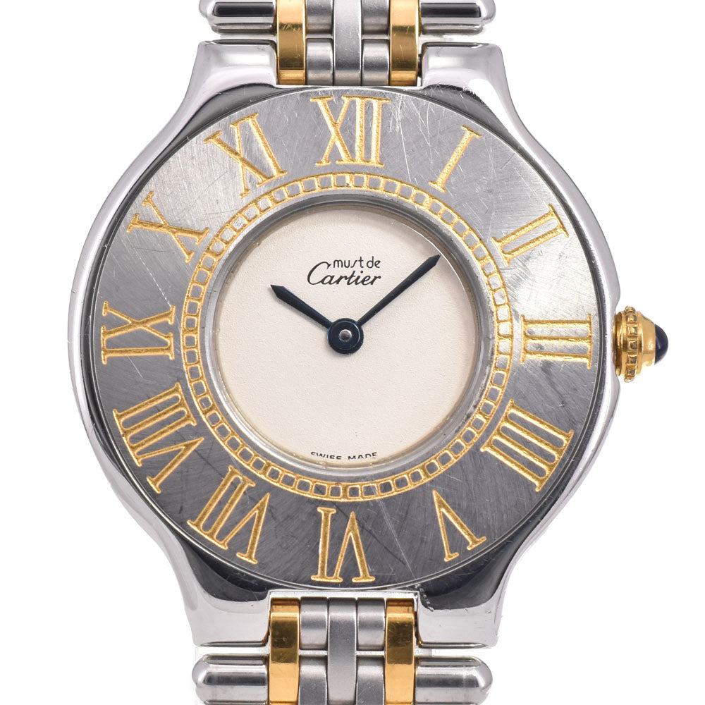 CARTIER Must21 Vantian W10050F4 Stainless Steel/Gold Plated Ivory Dial Quartz Men's
 Watch C#144382