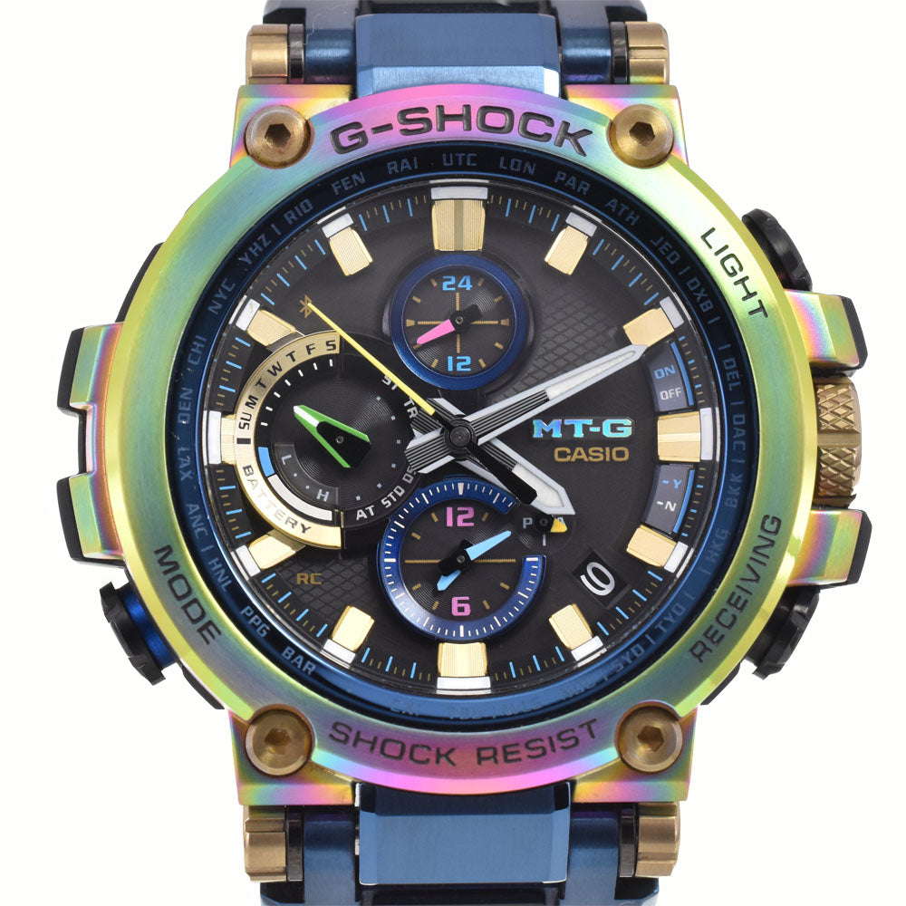 with paper CASIO G-SHOCK MT-G MTG-B1000RB-2AJR/939NX4 20th anniversary model Black / blue Dial Radio Sync Solar Men's
 Watch C#144408