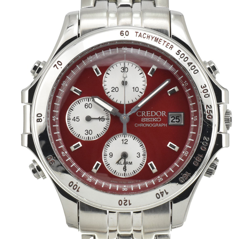 SEIKO CREDOR Pacificique 7T72-0A10 Chronograph Date Red Dial Quartz Men's
 Watch E#144430