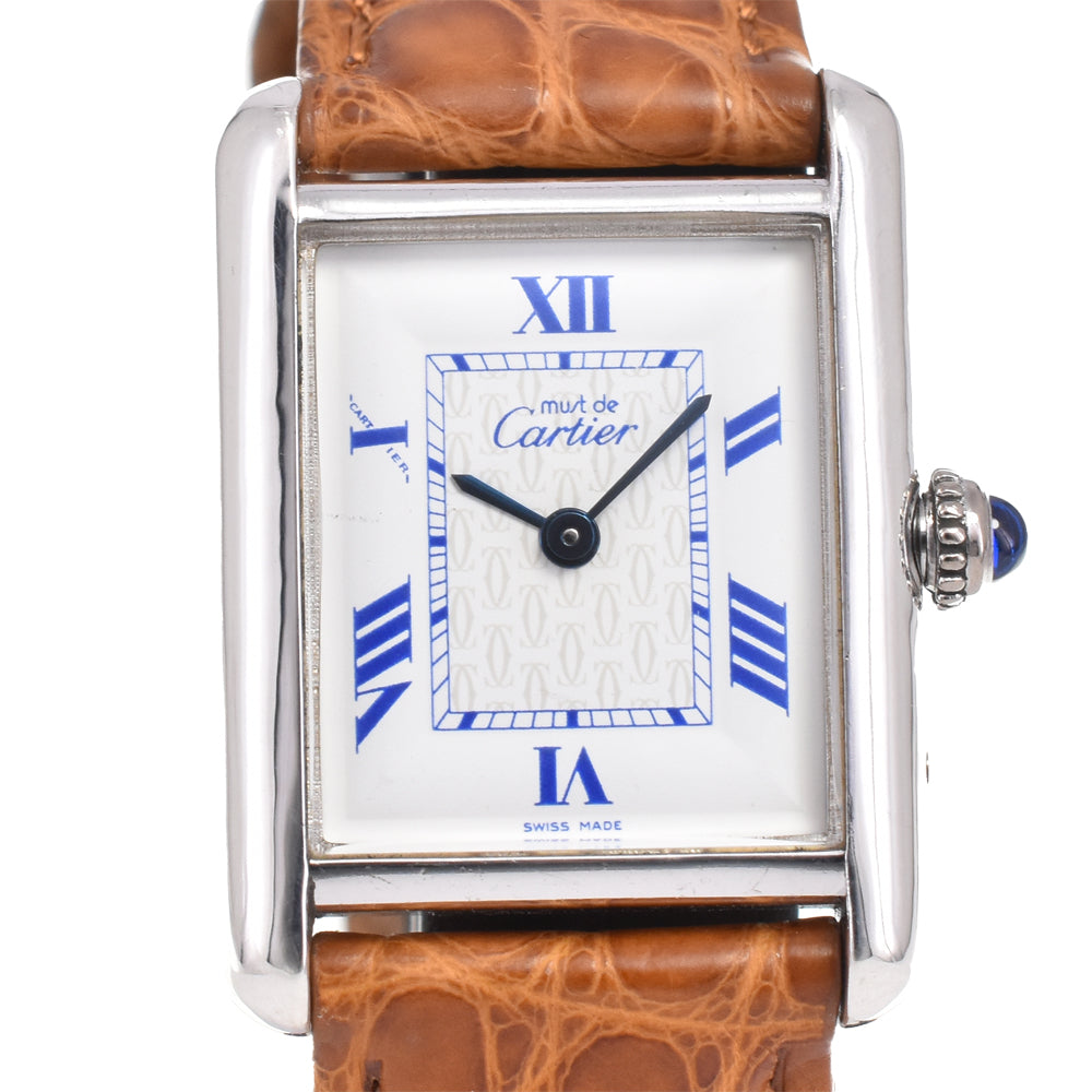 CARTIER Must tank W1014054 SV 925 / Leather white Dial Quartz Ladies
 Watch I#144500