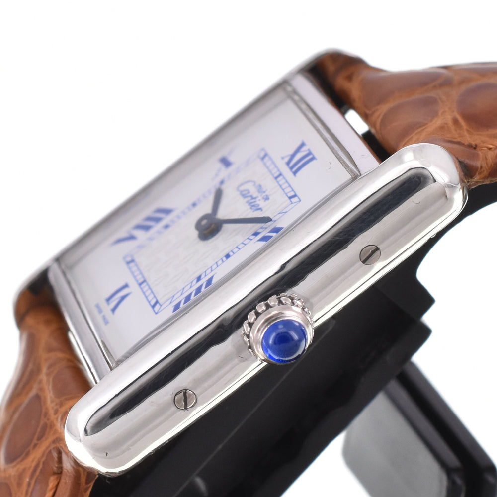 CARTIER Must tank W1014054 SV 925 / Leather white Dial Quartz Ladies
 Watch I#144500