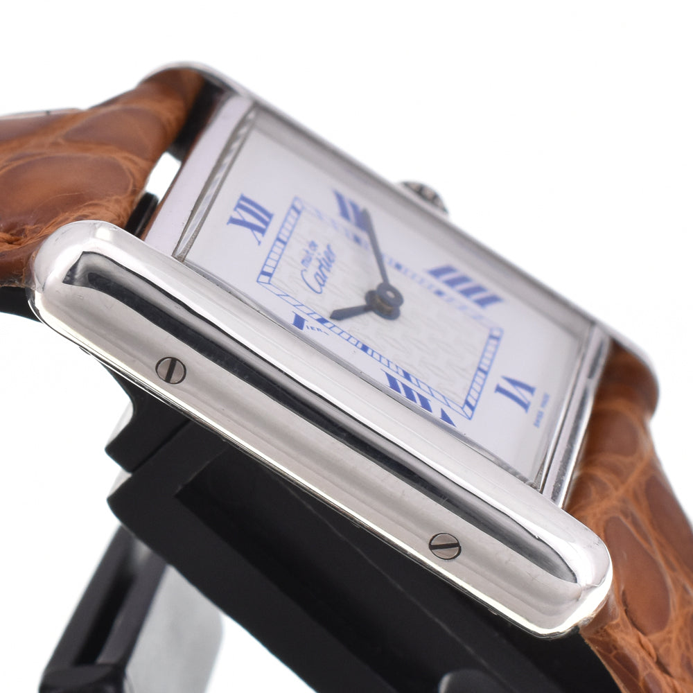 CARTIER Must tank W1014054 SV 925 / Leather white Dial Quartz Ladies
 Watch I#144500