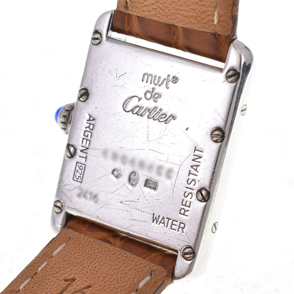 CARTIER Must tank W1014054 SV 925 / Leather white Dial Quartz Ladies
 Watch I#144500