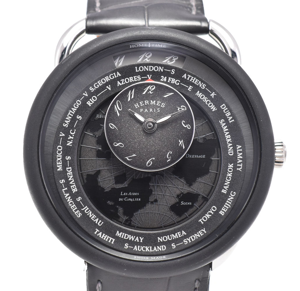 with paper HERMES Le Temps Voyageur AR10.741.330 Date gray Dial Automatic Men's
 Watch D#144501