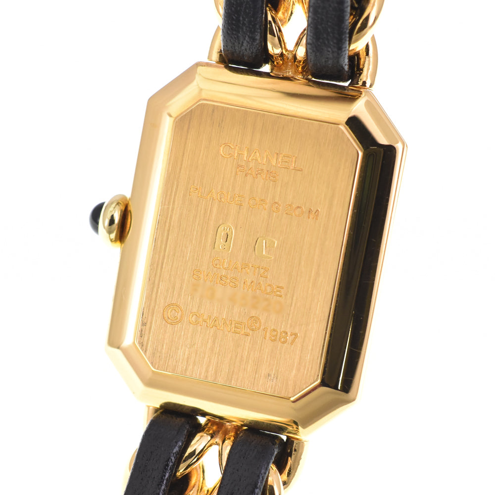 CHANEL Premiere S H0001 Gold Plated / Leather black Dial Quartz Ladies
 Watch D#144511