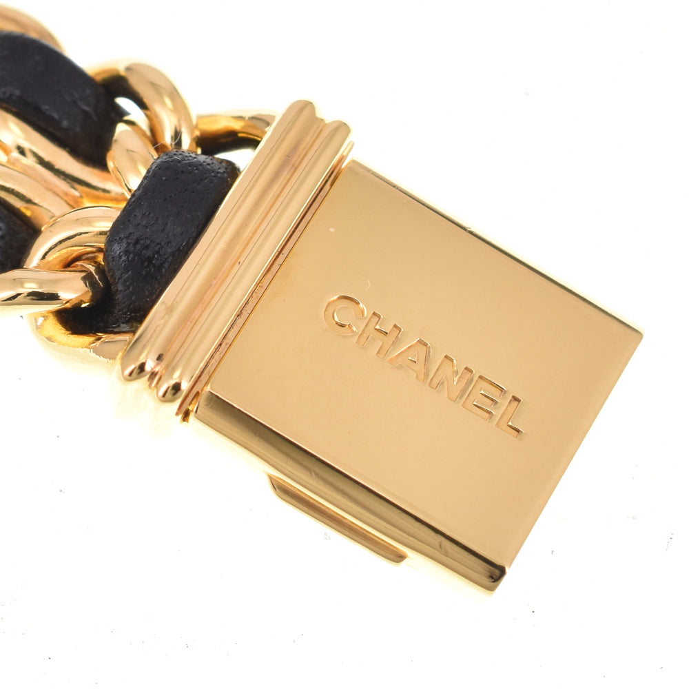 CHANEL Premiere S H0001 Gold Plated / Leather black Dial Quartz Ladies
 Watch D#144511