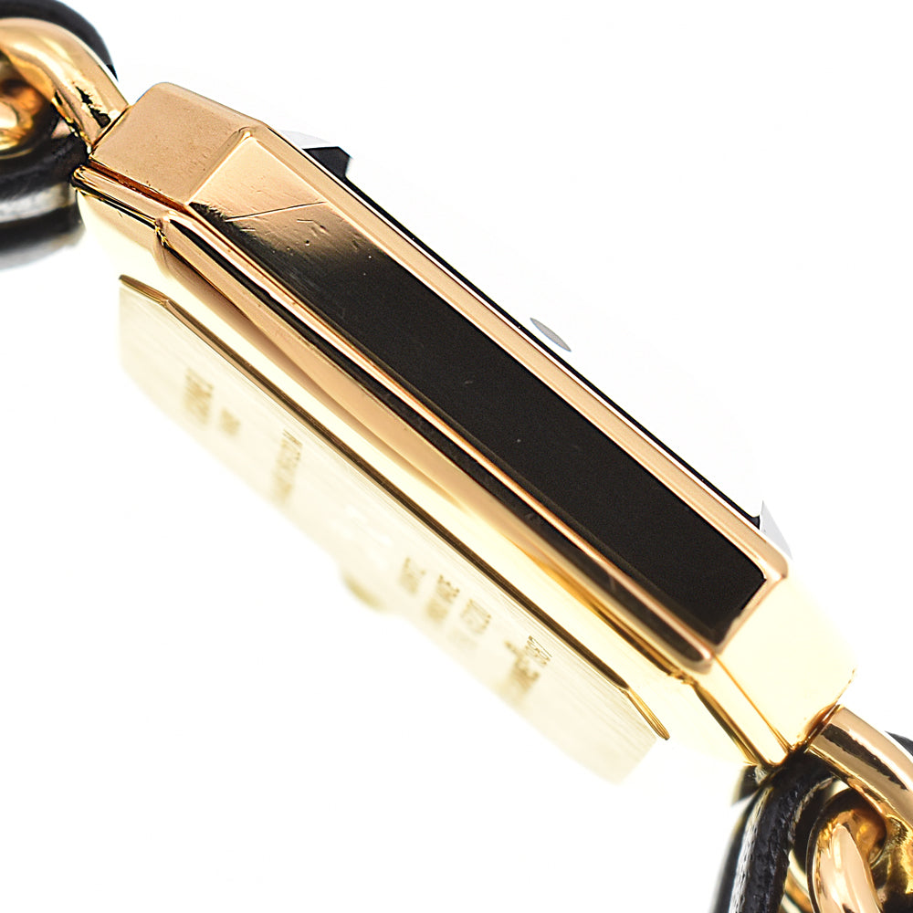 CHANEL Premiere S H0001 Gold Plated / Leather black Dial Quartz Ladies
 Watch D#144511