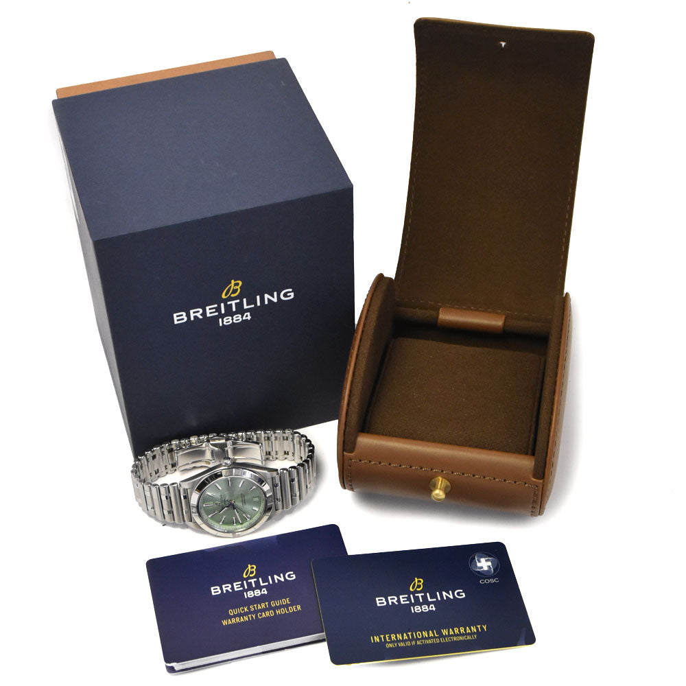 with paper BREITLING Chronomat Automatic 36 A10380 Date green Dial Automatic Ladies
 Watch H#144520
