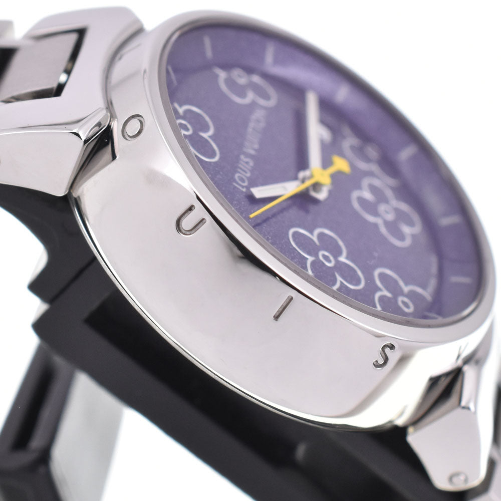 with paper LOUIS VUITTON Tambour Q121B2 Date purple Dial Quartz Ladies
 Watch D#144522