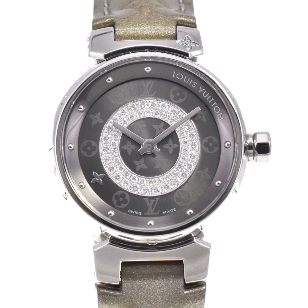 with paper LOUIS VUITTON Tambourg Disc PM Q12MU diamond gray Dial Quartz Ladies
 Watch D#144523