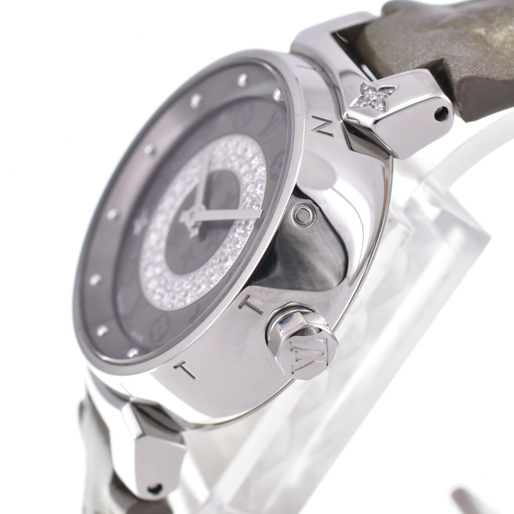 with paper LOUIS VUITTON Tambourg Disc PM Q12MU diamond gray Dial Quartz Ladies
 Watch D#144523