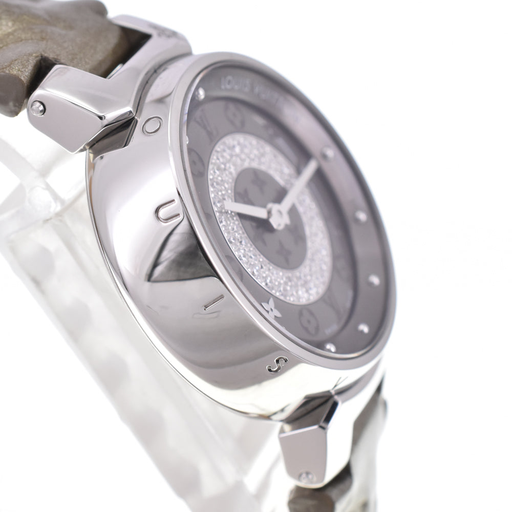 with paper LOUIS VUITTON Tambourg Disc PM Q12MU diamond gray Dial Quartz Ladies
 Watch D#144523