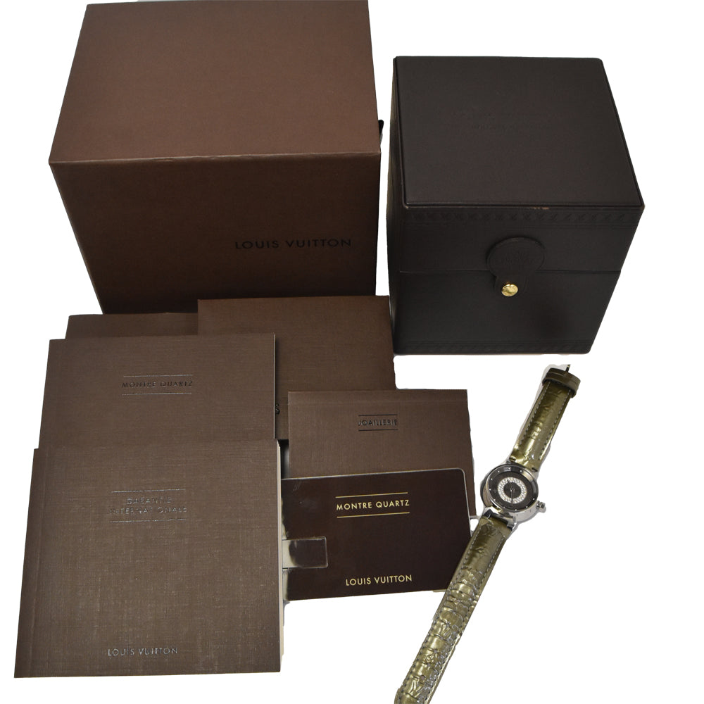 with paper LOUIS VUITTON Tambourg Disc PM Q12MU diamond gray Dial Quartz Ladies
 Watch D#144523
