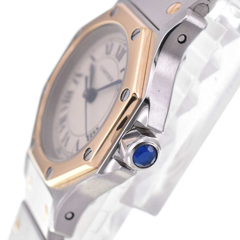 CARTIER Santos Octagon SM W2001683 K18YG/Stainless Steel Ivory Dial Quartz Ladies
 Watch H#144525