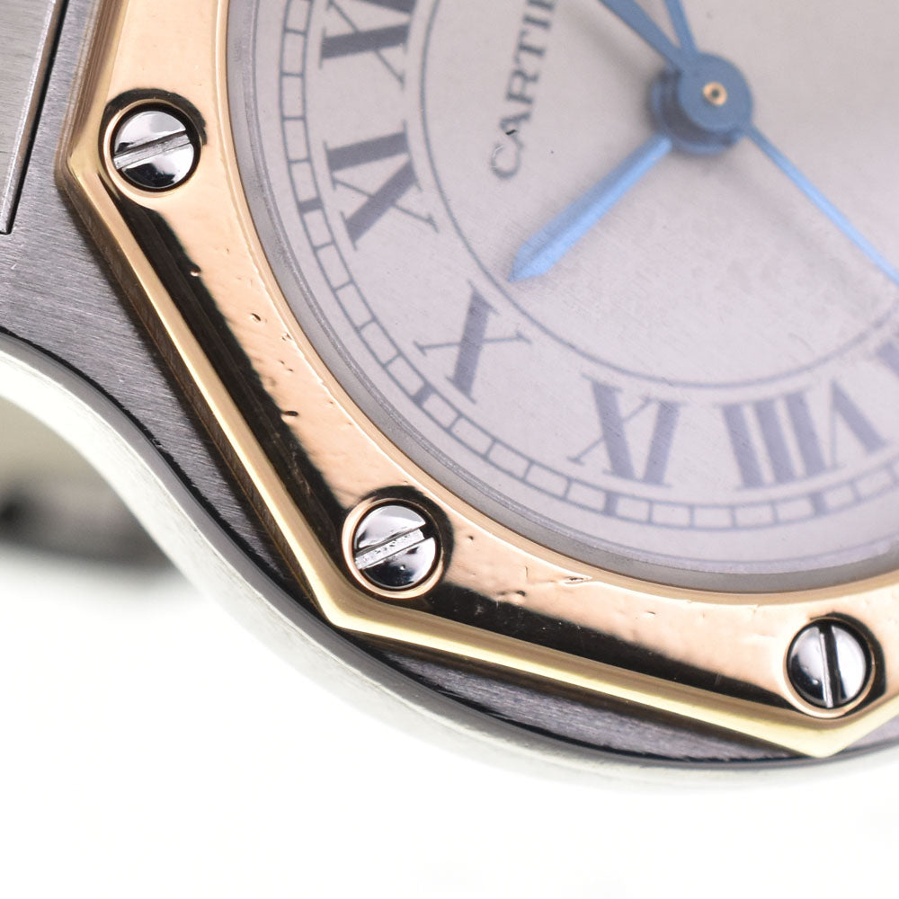 CARTIER Santos Octagon SM W2001683 K18YG/Stainless Steel Ivory Dial Quartz Ladies
 Watch H#144525