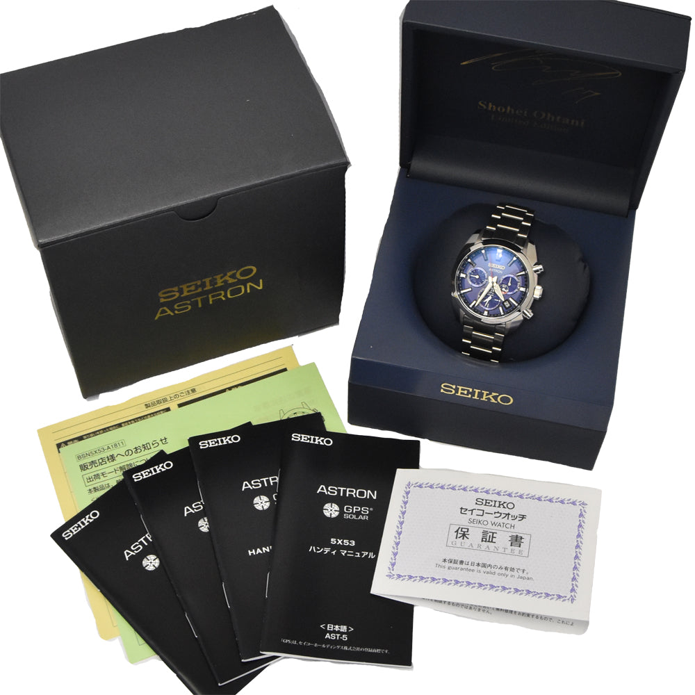 with paper SEIKO Astron 5X53-0BT0/SBXC115 Shohei Otani 2022 Limited Edition blue Dial GPS Solar Men's
 Watch E#144539