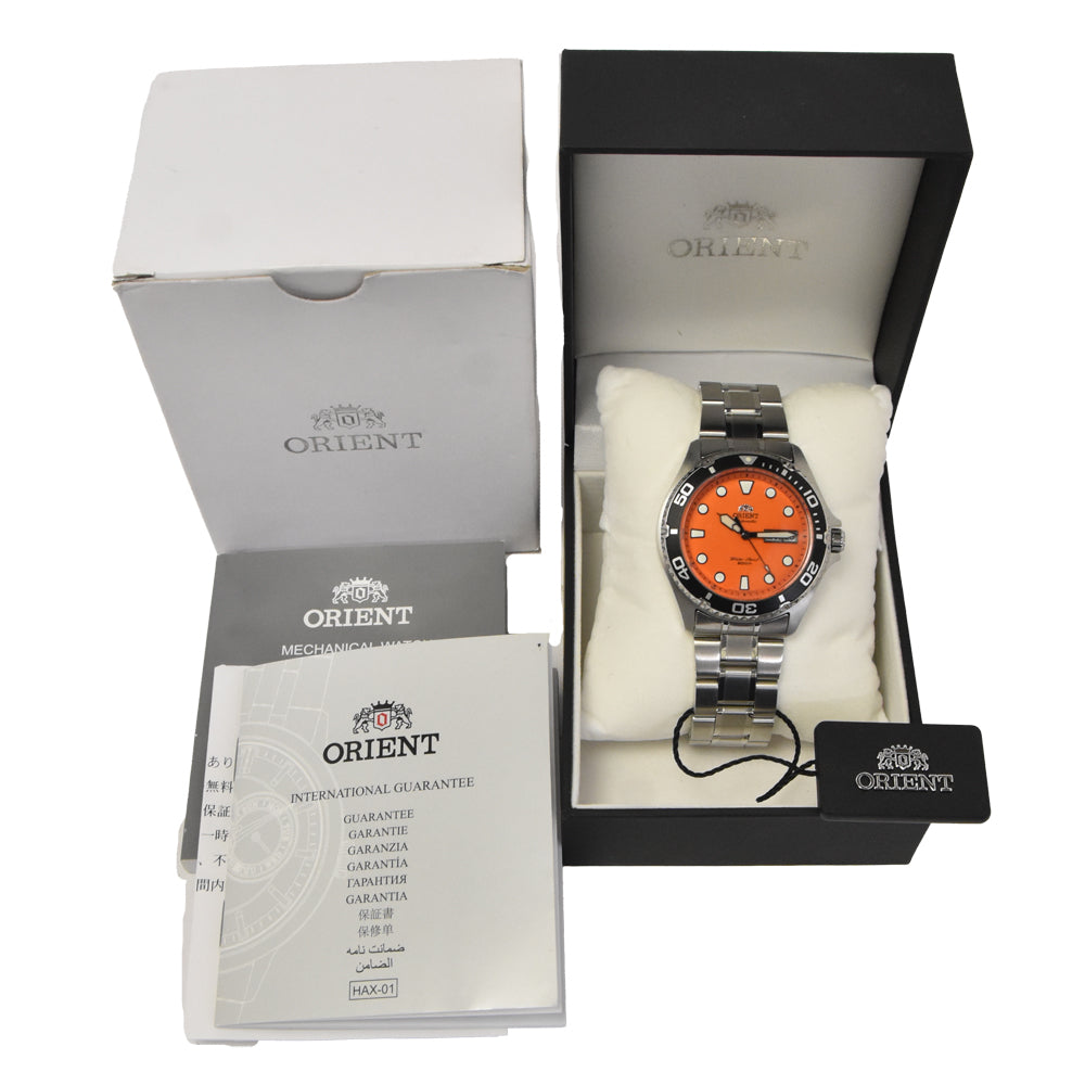 with paper ORIENT Diver FAA02006M9 200m Orange Dial Automatic Men's
 Watch C#144561