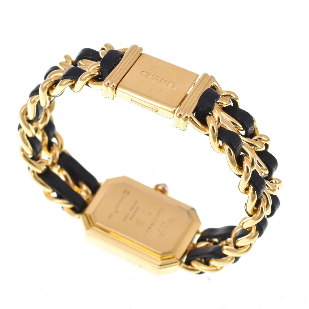 CHANEL Premiere M H0001 Gold Plated / Leather black Dial Quartz Ladies
 Watch D#144564