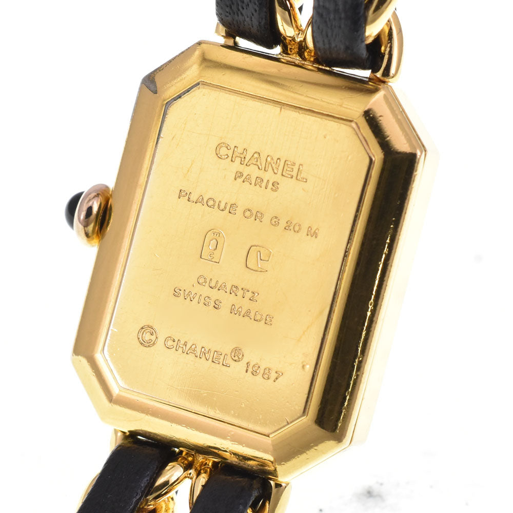 CHANEL Premiere M H0001 Gold Plated / Leather black Dial Quartz Ladies
 Watch D#144564