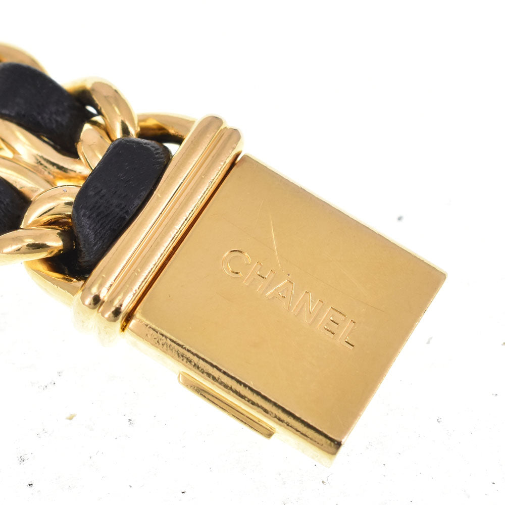 CHANEL Premiere M H0001 Gold Plated / Leather black Dial Quartz Ladies
 Watch D#144564