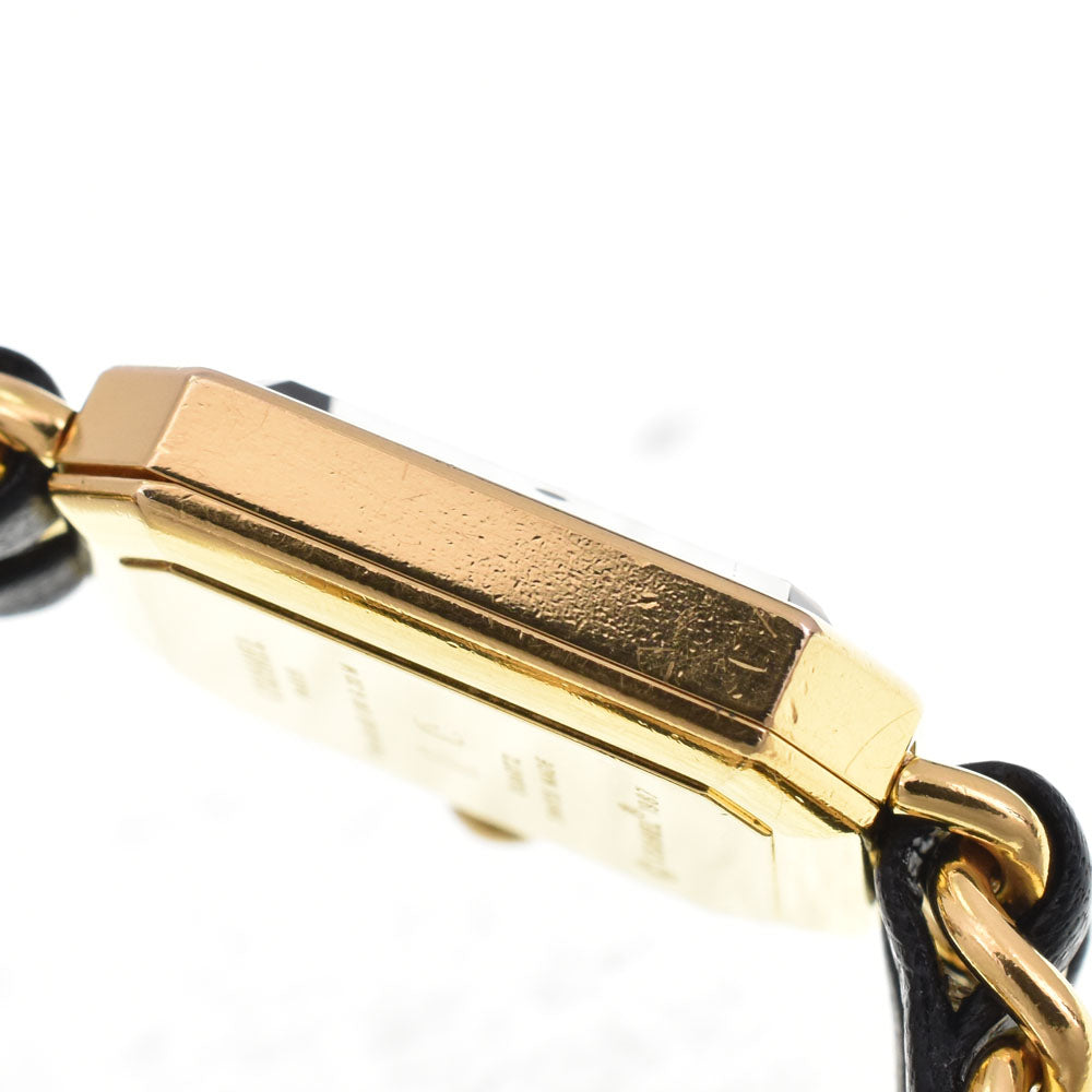 CHANEL Premiere M H0001 Gold Plated / Leather black Dial Quartz Ladies
 Watch D#144564