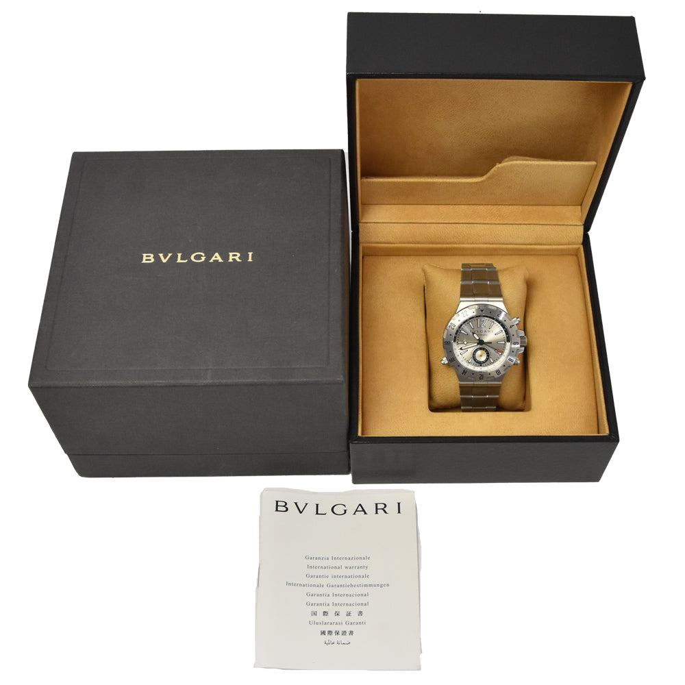 with paper BVLGARI Diagono Professional GMT GMT40S Silver Dial Automatic Men's
 Watch E#144570