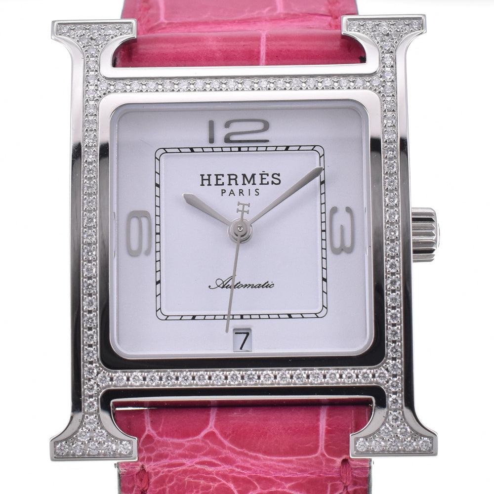 with paper HERMES H watch HH3.530.131 Diamond Bezel white Dial Automatic Ladies
 Watch D#144574