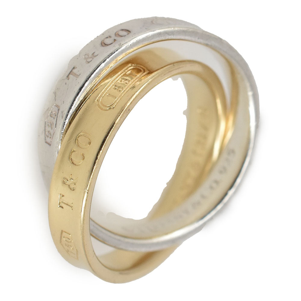 TIFFANY&Co. Interlocking ring Size 51/JP11 K18YG/Silver925/ Ladies
 jewelry S#144582