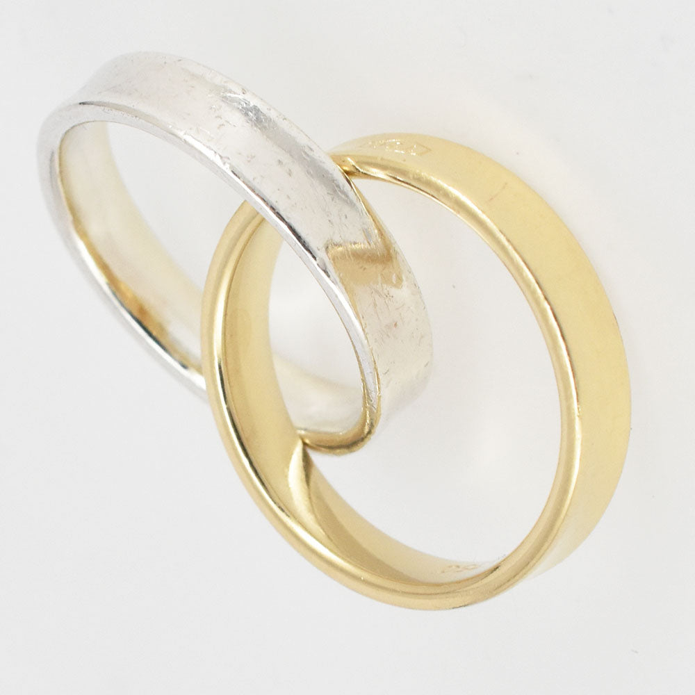 TIFFANY&Co. Interlocking ring Size 51/JP11 K18YG/Silver925/ Ladies
 jewelry S#144582