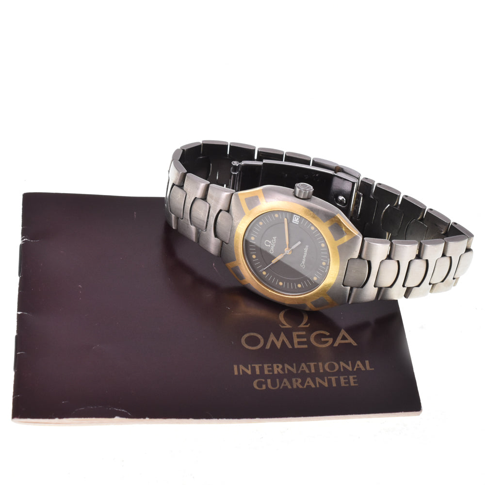 with paper OMEGA Seamaster Polaris vintage Titanium / K18YG gray Dial Quartz Men's
 Watch H#144593