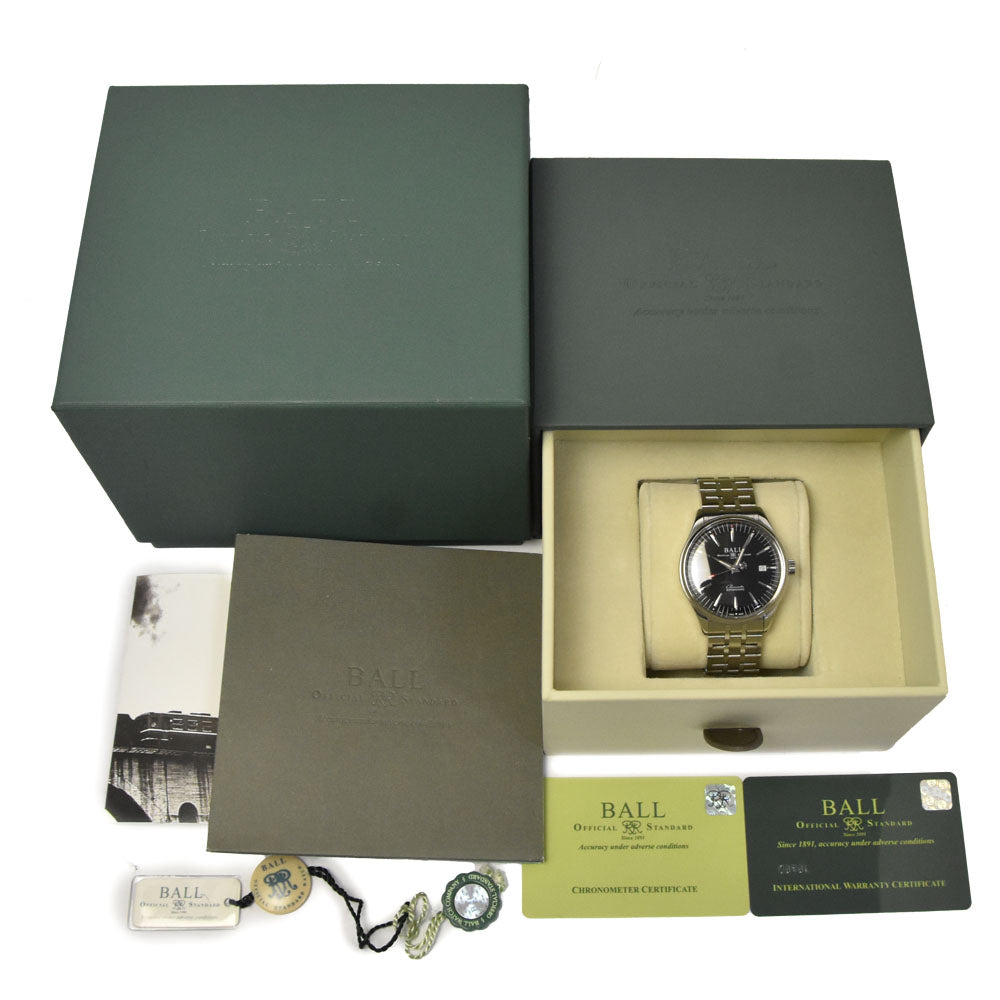 with paper BALLWATCH Trainmaster Manufacture 80 NM3280D-S1CJ-BK Date black Dial Automatic Men's
 Watch E#144625