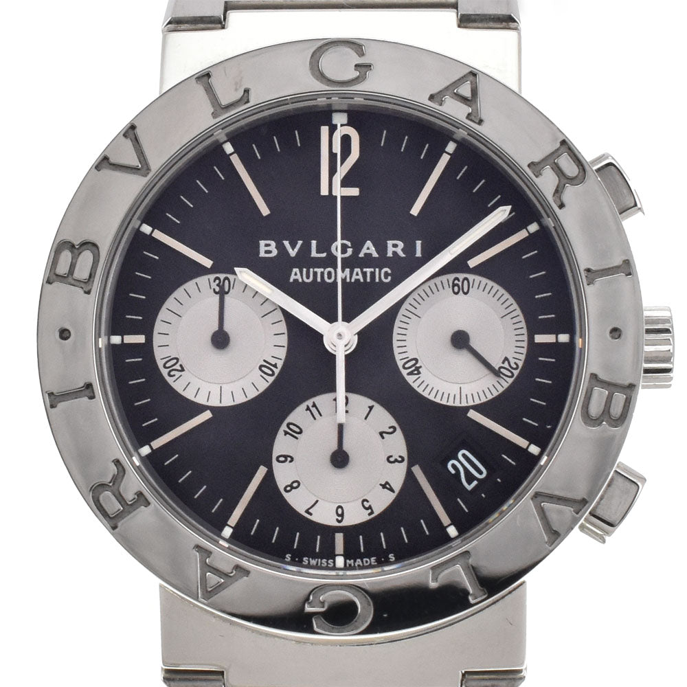 with paper BVLGARI Bvlgari Bvlgari BB38SSCH Chronograph Date Black / Silver Dial Automatic Men's
 Watch E#144633