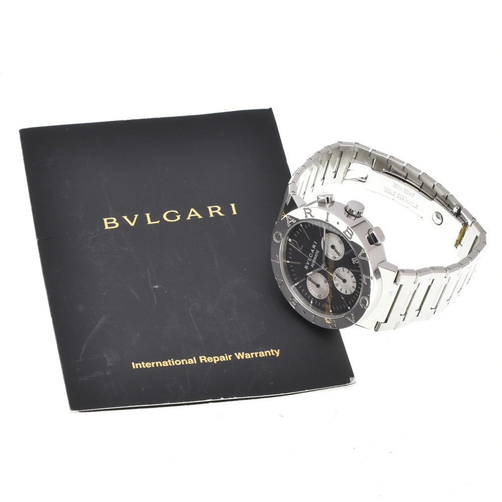with paper BVLGARI Bvlgari Bvlgari BB38SSCH Chronograph Date Black / Silver Dial Automatic Men's
 Watch E#144633