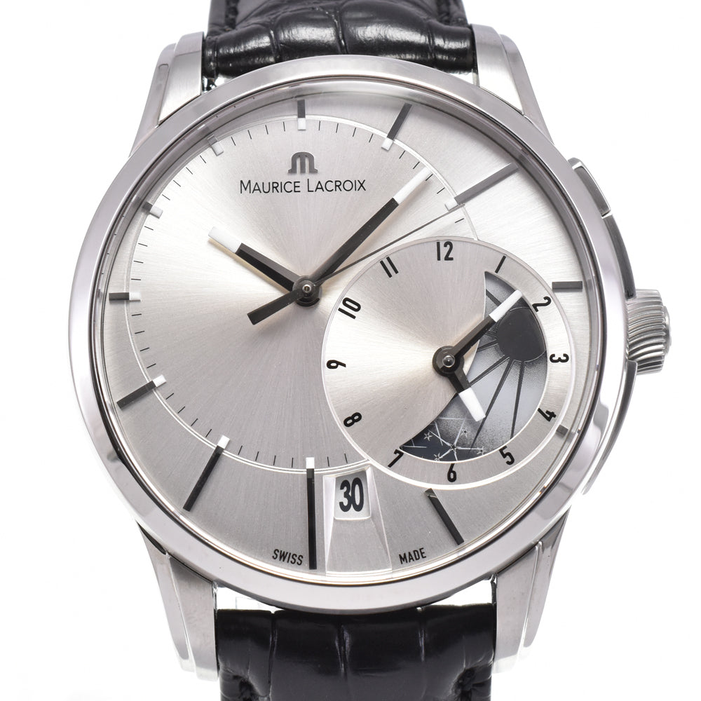 with paper MAURICE LACROIX Pontos Off Center GMT PT6118-SS001-131 Day & Night Silver Dial Automatic Men's
 Watch H#144642