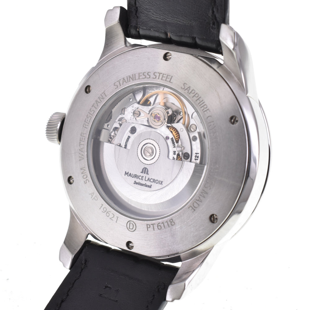 with paper MAURICE LACROIX Pontos Off Center GMT PT6118-SS001-131 Day & Night Silver Dial Automatic Men's
 Watch H#144642