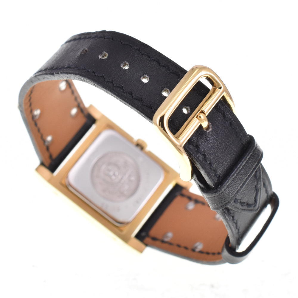 with paper HERMES Medor Gold Plated / Leather white Dial Quartz Ladies
 Watch E#144657