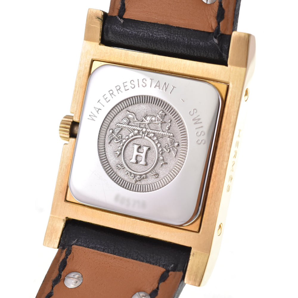 with paper HERMES Medor Gold Plated / Leather white Dial Quartz Ladies
 Watch E#144657