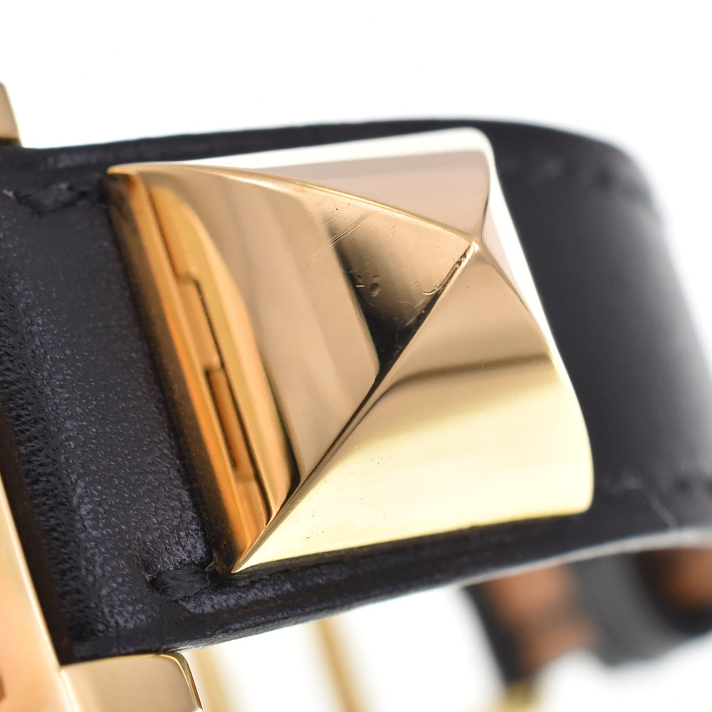 with paper HERMES Medor Gold Plated / Leather white Dial Quartz Ladies
 Watch E#144657