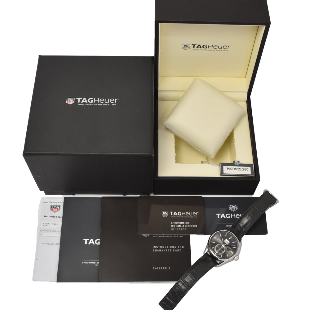 with paper TAG HEUER Carrera Grand Date WAR5012.FC6326 GMT caliber 8 gray Dial Automatic Men's
 Watch E#144700