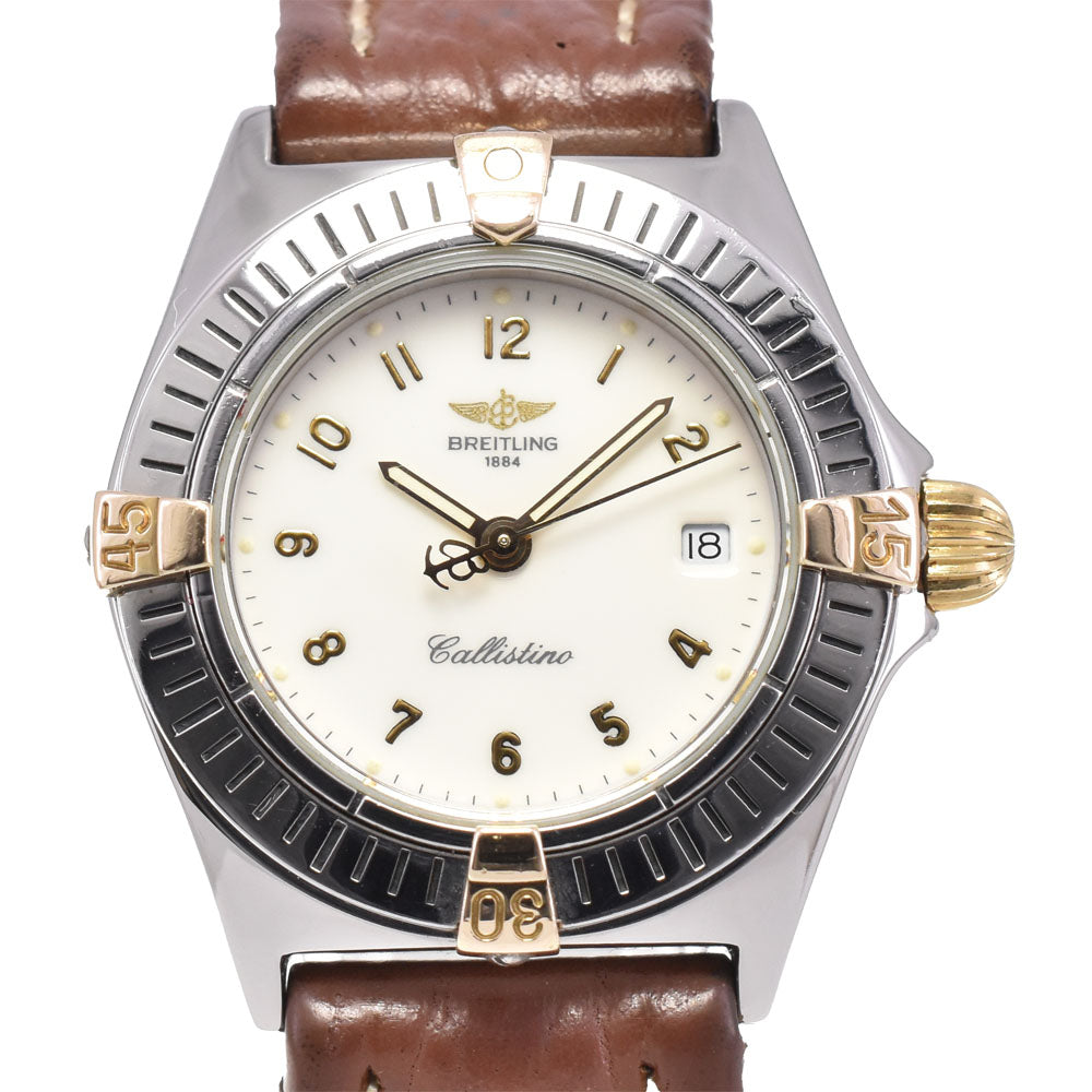 with paper BREITLING Calistino B52043 Rider tab K18YG white Dial Quartz Ladies
 Watch D#144701