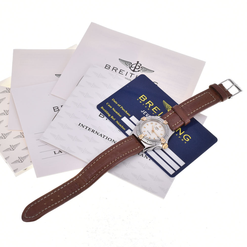 with paper BREITLING Calistino B52043 Rider tab K18YG white Dial Quartz Ladies
 Watch D#144701