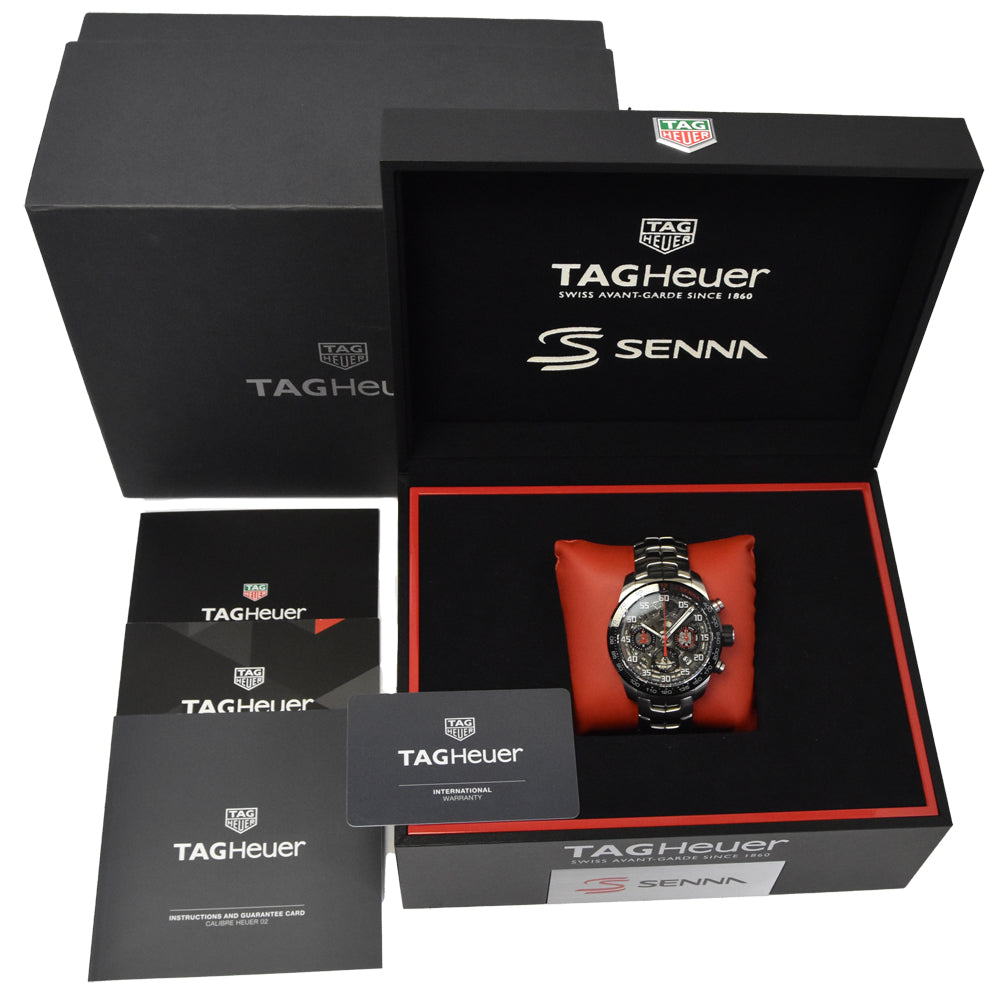 with paper TAG HEUER Carrera Caliber 02 CBG2013.BA0657 Senna model black Dial Automatic Men's
 Watch E#144716