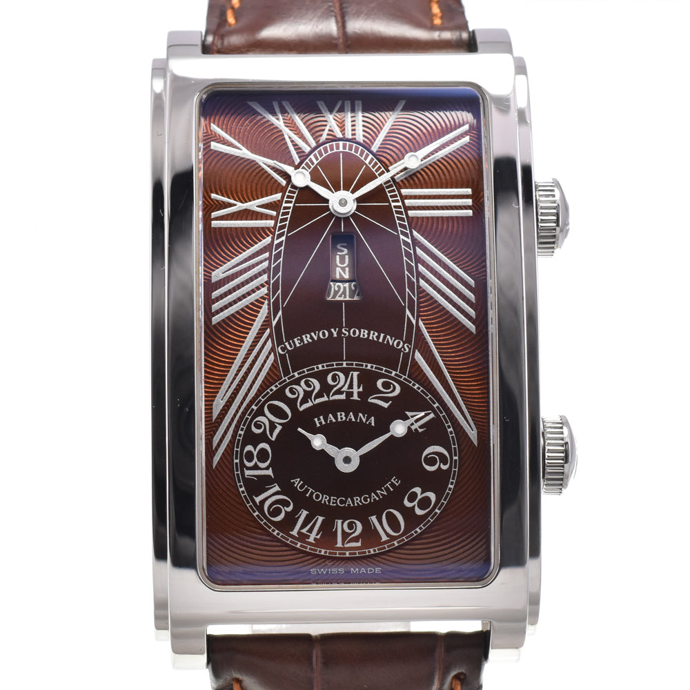 with paper CUERVO Y SOBRINOS Prominente 1124 Dual time Brown Dial Automatic Men's
 Watch G#144722