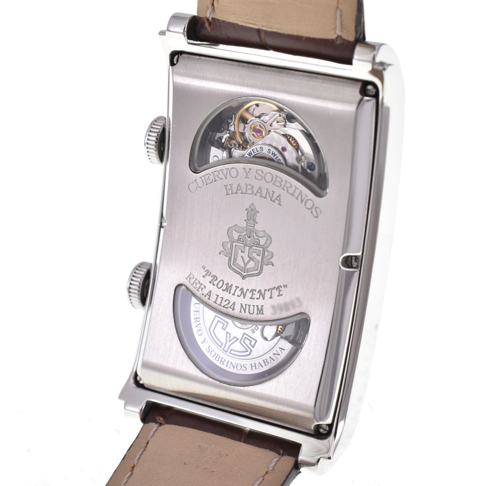 with paper CUERVO Y SOBRINOS Prominente 1124 Dual time Brown Dial Automatic Men's
 Watch G#144722
