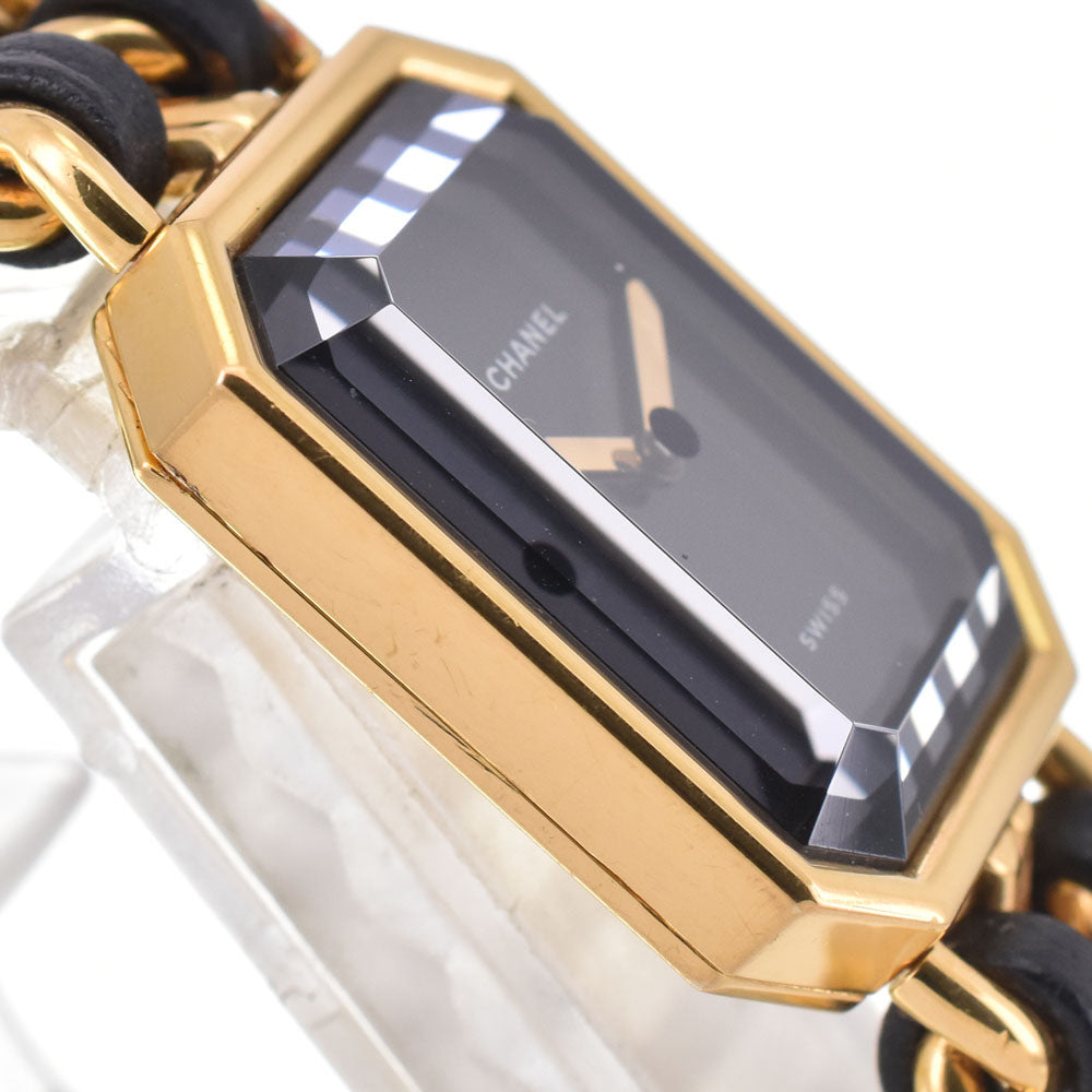 CHANEL Premiere S H0001 Gold Plated / Leather black Dial Quartz Ladies
 Watch G#144725