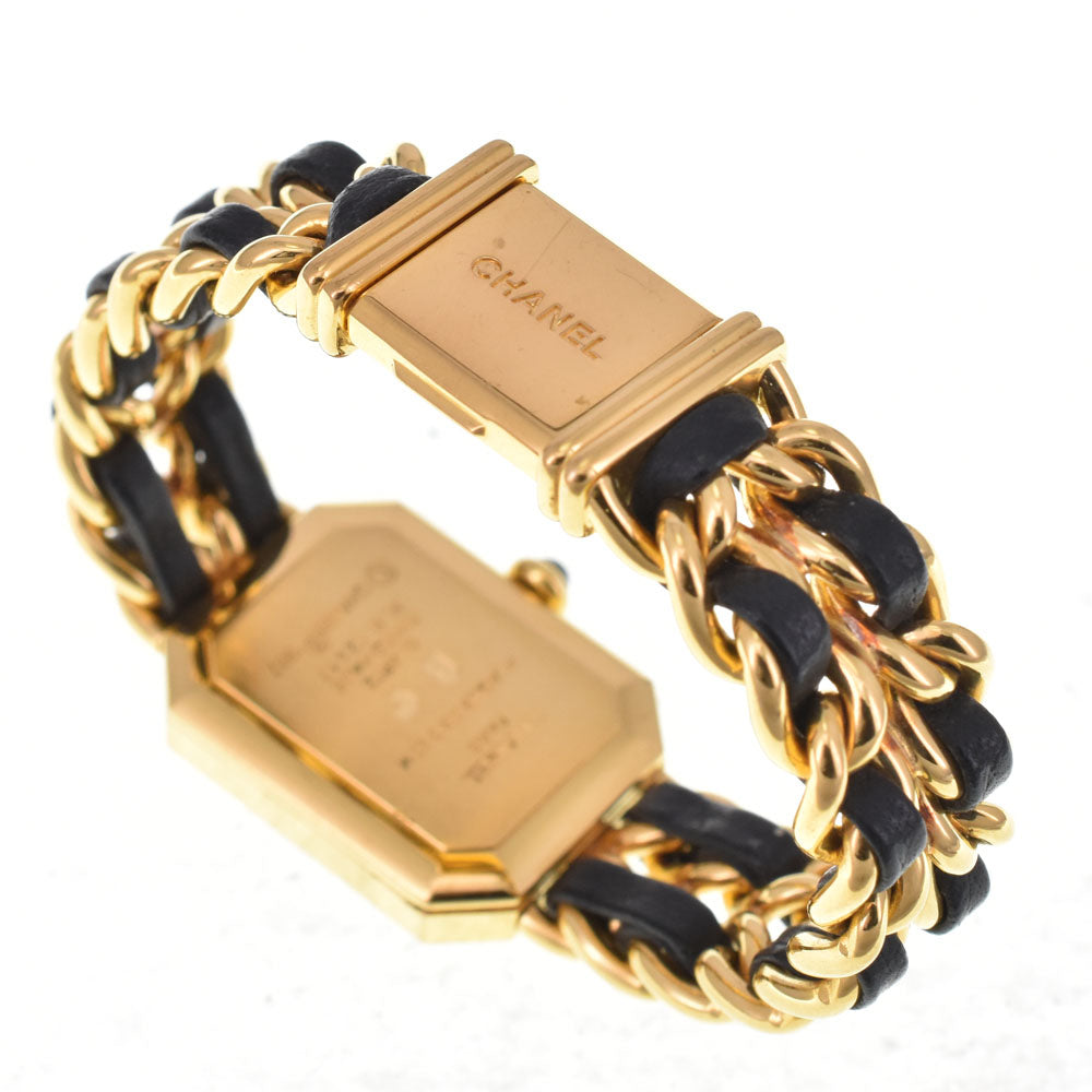 CHANEL Premiere S H0001 Gold Plated / Leather black Dial Quartz Ladies
 Watch G#144725